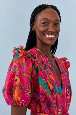 Farm Rio Pink Macaw Party Organic Cotton Romper -Farm Rio 306381 03