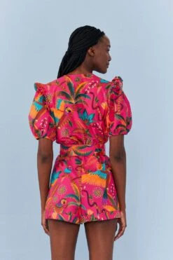 Farm Rio Pink Macaw Party Organic Cotton Romper -Farm Rio 306381 04
