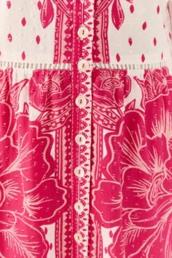 Farm Rio Pink Tropical Woodcut Lenzing™ Ecovero™ Viscose Midi Dress -Farm Rio 306388 05