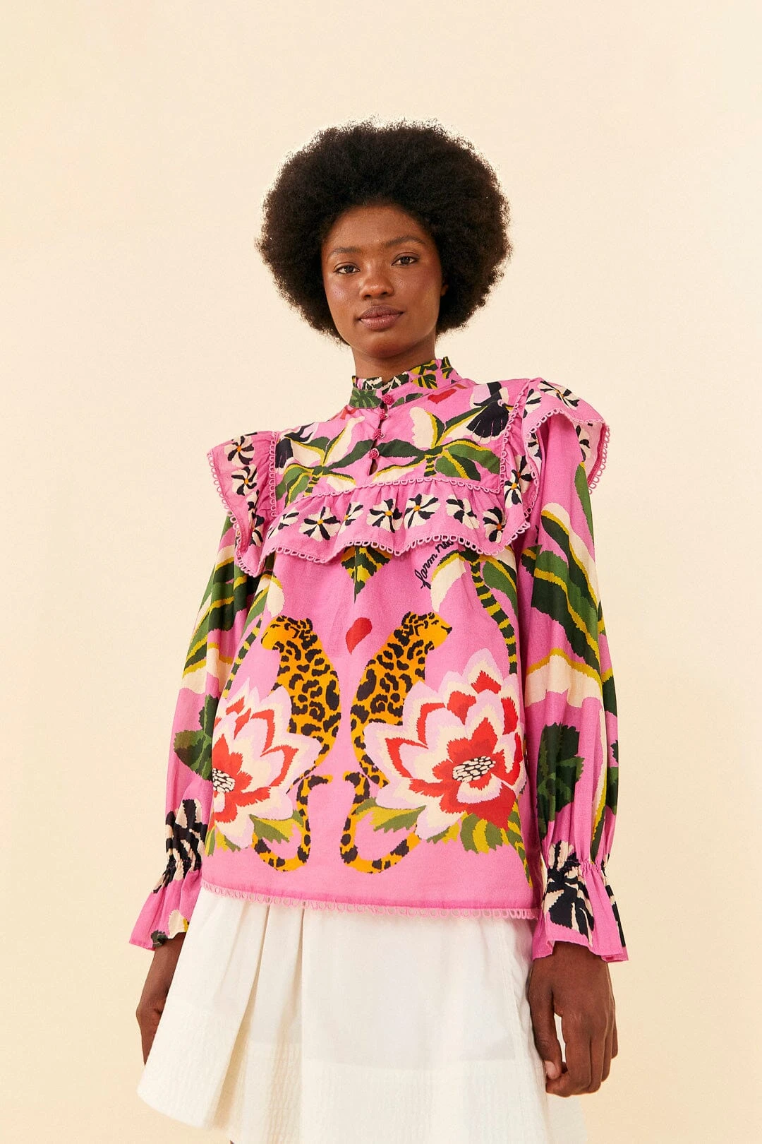 Farm Rio Pink Leopard Forest Blouse 1 Farm Rio Pink Leopard Forest Blouse