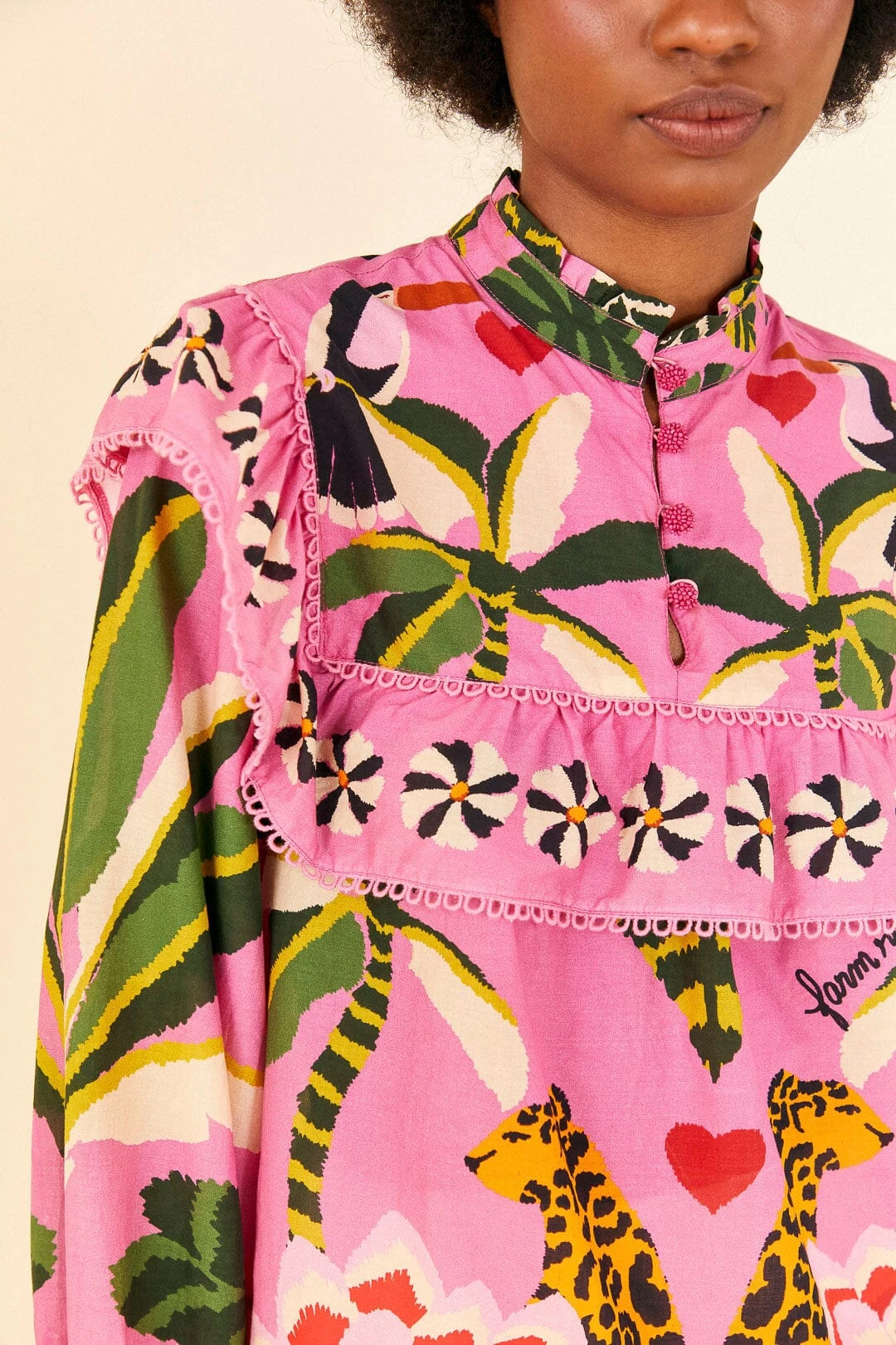 Farm Rio Pink Leopard Forest Blouse 3 Farm Rio Pink Leopard Forest Blouse - Image 3