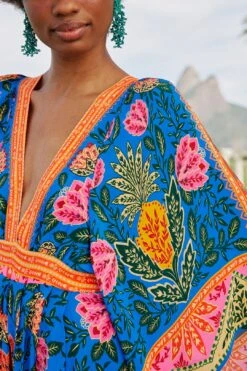 Farm Rio Blue Pineapple Garden Kaftan Maxi Dress -Farm Rio 306652 03