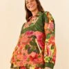 Farm Rio Orange Blooming Garden Sweatshirt