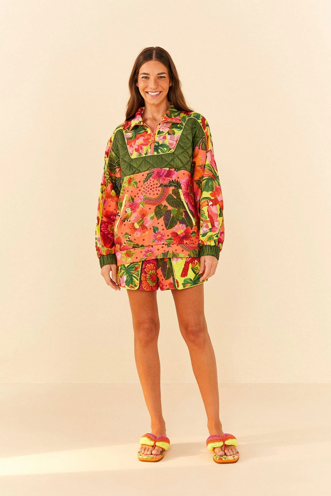 Farm Rio Orange Blooming Garden Sweatshirt 2 Farm Rio Orange Blooming Garden Sweatshirt - Image 2