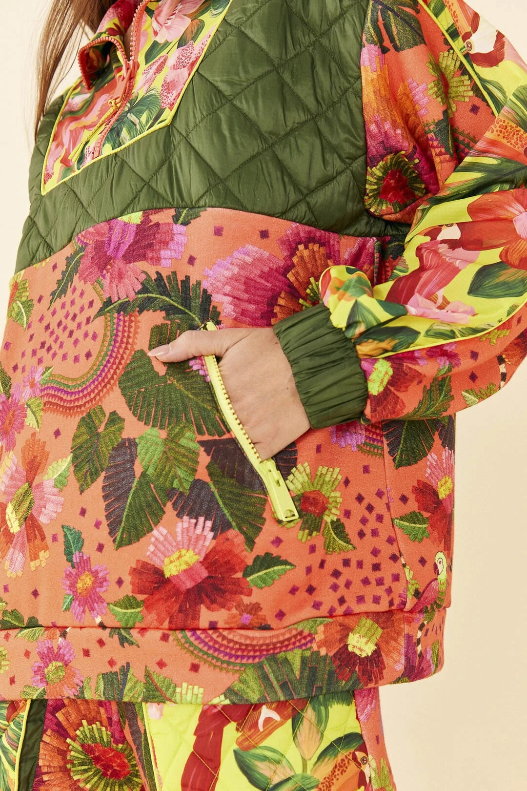 Farm Rio Orange Blooming Garden Sweatshirt 3 Farm Rio Orange Blooming Garden Sweatshirt - Image 3