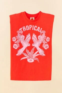 Farm Rio Red Tropical Organic Cotton T-Shirt -Farm Rio 306713 06