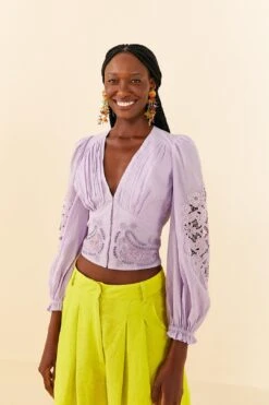 Farm Rio Lilac Lace Blouse