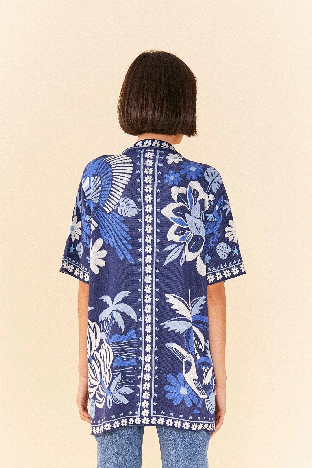 Farm Rio Blue Rio Tiles Lenzing™ Ecovero™ Viscose Knit Shirt 3 Farm Rio Blue Rio Tiles Lenzing™ Ecovero™ Viscose Knit Shirt - Image 3