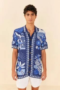 Farm Rio Blue Rio Tiles Lenzing™ Ecovero™ Viscose Knit Shirt 11 Farm Rio Blue Rio Tiles Lenzing™ Ecovero™ Viscose Knit Shirt -Farm Rio 306912 04