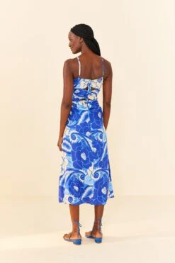 Farm Rio Blue Tropical Groove Lenzing™ Ecovero™ Viscose Midi Dress -Farm Rio 306997 03
