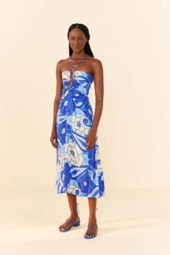 Farm Rio Blue Tropical Groove Lenzing™ Ecovero™ Viscose Midi Dress -Farm Rio 306997 04