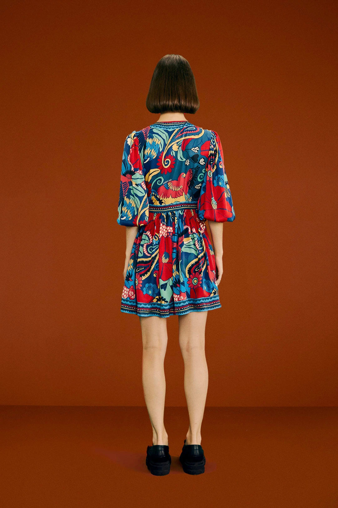 Farm Rio Blue Vintage Forest Lenzing™ Ecovero™ Viscose Mini Dress 2 Farm Rio Blue Vintage Forest Lenzing™ Ecovero™ Viscose Mini Dress - Image 2