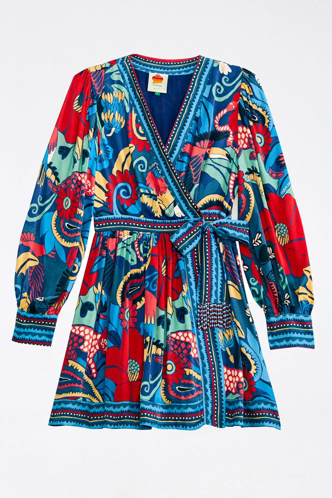 Farm Rio Blue Vintage Forest Lenzing™ Ecovero™ Viscose Mini Dress 6 Farm Rio Blue Vintage Forest Lenzing™ Ecovero™ Viscose Mini Dress - Image 6