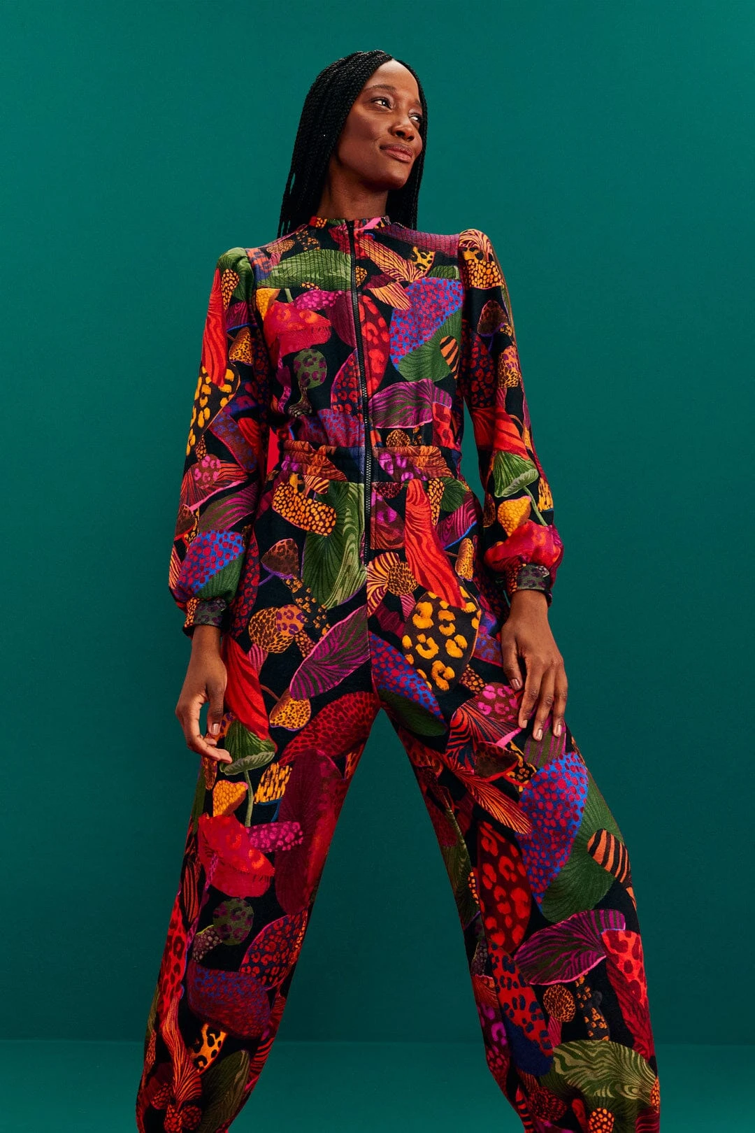 Farm Rio Leopard Mushroom French Terry Jumpsuit 1 Farm Rio Leopard Mushroom French Terry Jumpsuit