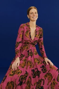 Farm Rio Pink Wild Leopards Maxi Dress