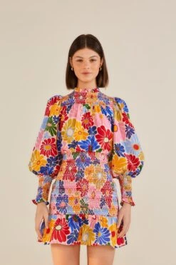 Farm Rio Sand Sunny Daisies Mini Dress