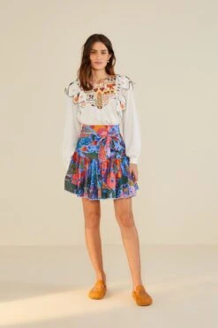 Farm Rio White Embroidered Fall Leaf Blouse 9 Farm Rio White Embroidered Fall Leaf Blouse -Farm Rio 309103 04