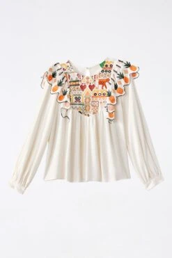 Farm Rio White Embroidered Fall Leaf Blouse 11 Farm Rio White Embroidered Fall Leaf Blouse -Farm Rio 309103 06