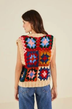 Farm Rio Multicolor Patchwork Crochet Vest -Farm Rio 309108 03