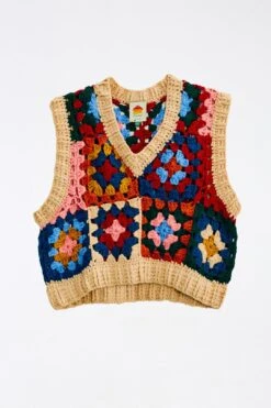 Farm Rio Multicolor Patchwork Crochet Vest -Farm Rio 309108 05