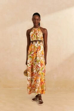 Farm Rio Sand Leopard Forest Maxi Dress