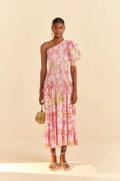 Farm Rio Pink Mixed Lobsters Midi Dress 10 Farm Rio Pink Mixed Lobsters Midi Dress -Farm Rio 309155 04