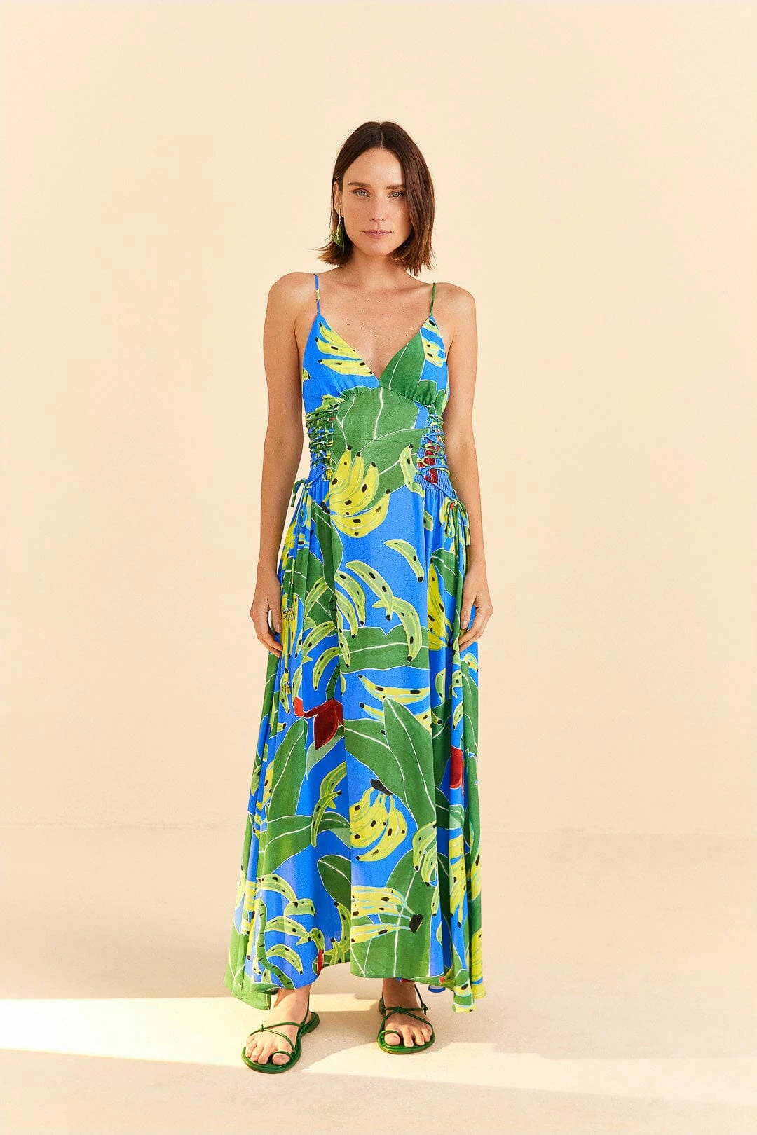 Farm Rio Blue Banana Leaves Sleeveless Maxi Dress 1 Farm Rio Blue Banana Leaves Sleeveless Maxi Dress