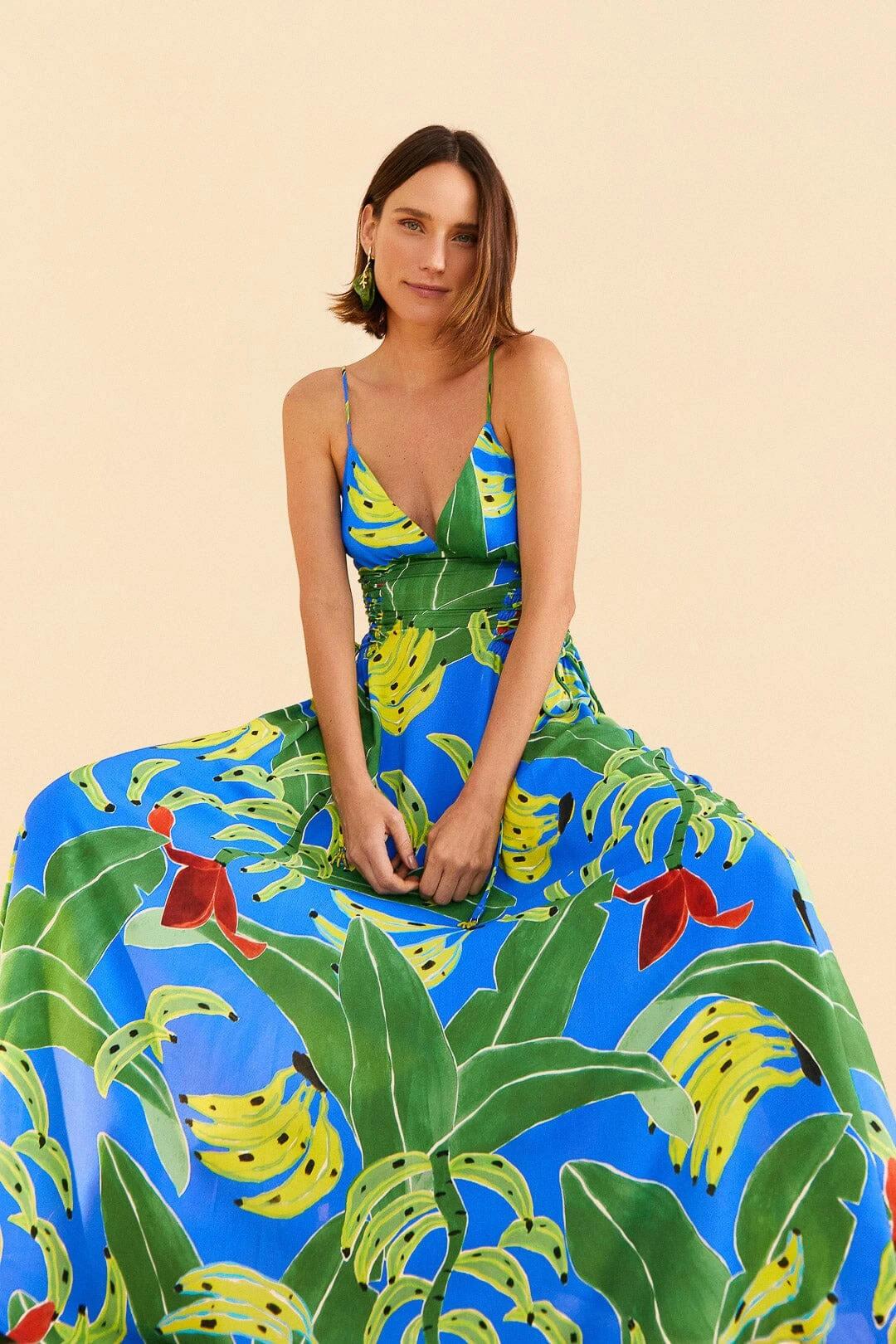 Farm Rio Blue Banana Leaves Sleeveless Maxi Dress 2 Farm Rio Blue Banana Leaves Sleeveless Maxi Dress - Image 2