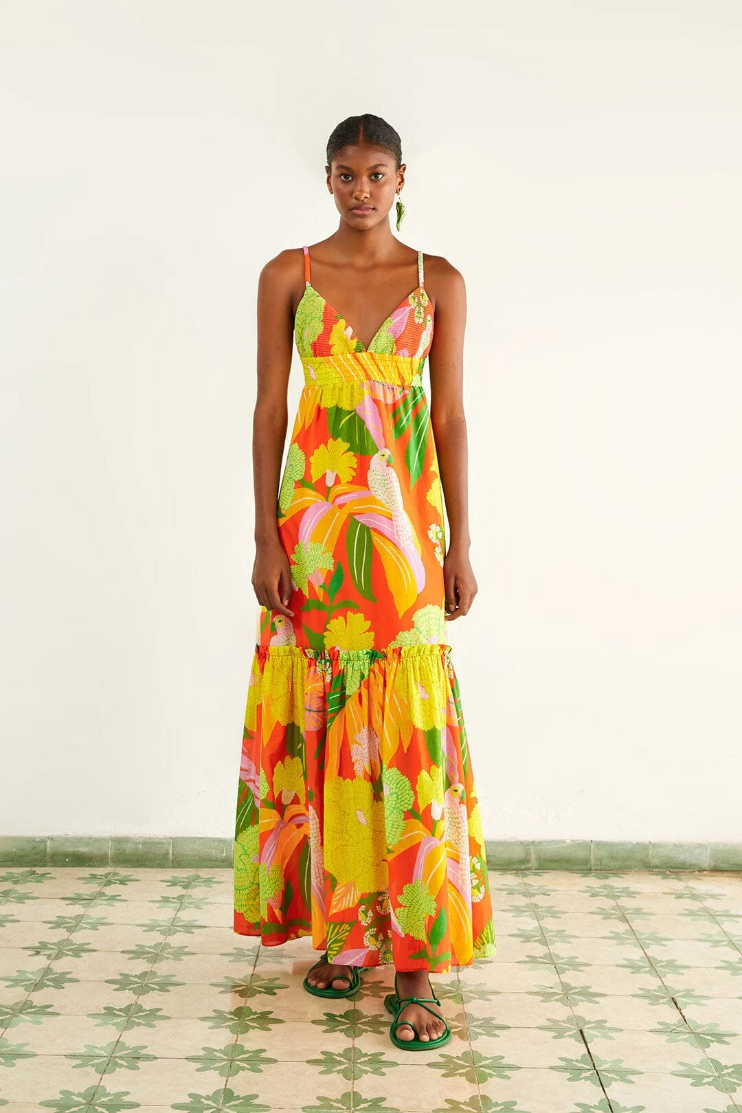 Farm Rio Red Neon Floral Maxi Dress 3 Farm Rio Red Neon Floral Maxi Dress - Image 3
