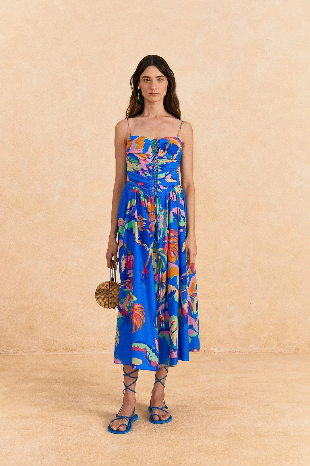 Farm Rio Blue Painted Jungle Midi Dress 1 Farm Rio Blue Painted Jungle Midi Dress