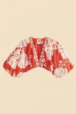 Farm Rio Red Lace Monsteras Crop Top -Farm Rio 309178 06