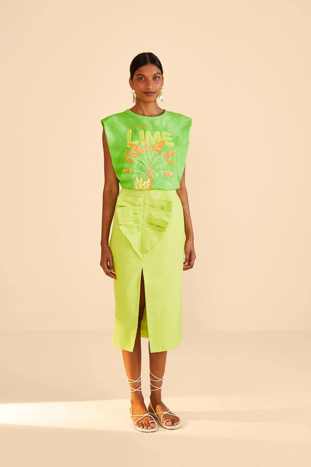 Farm Rio Lime Leaf Midi Skirt 1 Farm Rio Lime Leaf Midi Skirt