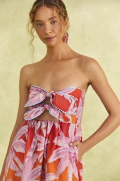 Farm Rio Red Coconut Tree Organic Cotton Midi Dress 7 Farm Rio Red Coconut Tree Organic Cotton Midi Dress -Farm Rio 309180 03