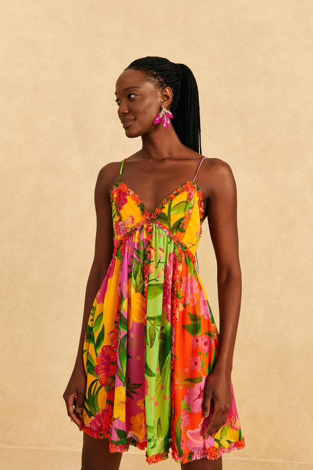 Farm Rio Mixed Romantic Garden Mini Dress 1 Farm Rio Mixed Romantic Garden Mini Dress