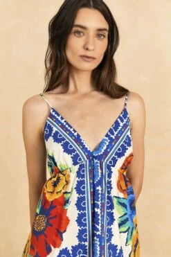 Farm Rio Off-White Flower Tapestry Organic Cotton Mini Dress -Farm Rio 309199 03