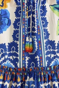 Farm Rio Off-White Flower Tapestry Organic Cotton Mini Dress -Farm Rio 309199 05