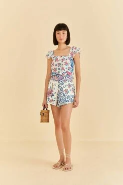 Farm Rio Off-White Romantic Bandanas Shorts
