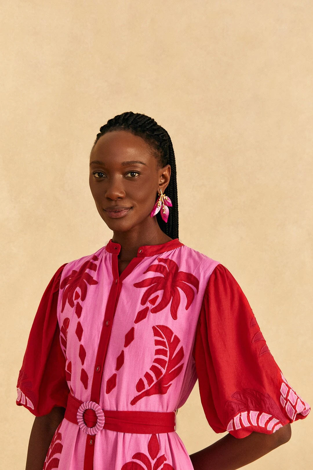 Farm Rio Red Jungle Scarf Cutwork Mini Dress 3 Farm Rio Red Jungle Scarf Cutwork Mini Dress - Image 3