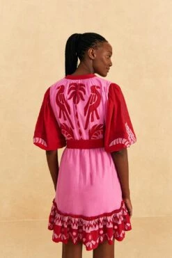 Farm Rio Red Jungle Scarf Cutwork Mini Dress 7 Farm Rio Red Jungle Scarf Cutwork Mini Dress -Farm Rio 309239 04