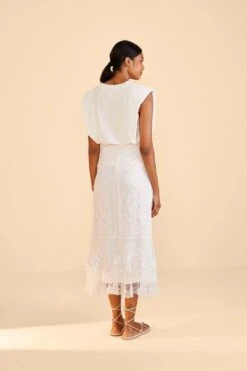 Farm Rio Off-White Guipire Midi Skirt 8 Farm Rio Off-White Guipire Midi Skirt -Farm Rio 309241 04