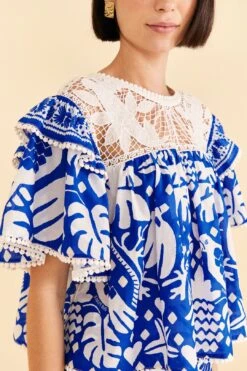 Farm Rio Navy Blue Jungle Scarf Blouse -Farm Rio 309249 03