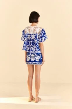 Farm Rio Navy Blue Jungle Scarf Blouse -Farm Rio 309249 04