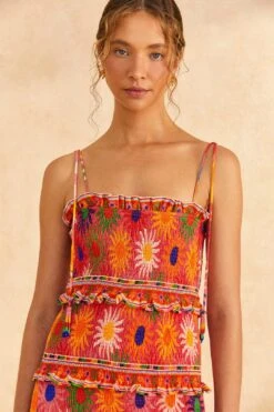 Farm Rio Coral Summer Sun Mini Dress -Farm Rio 309264 03