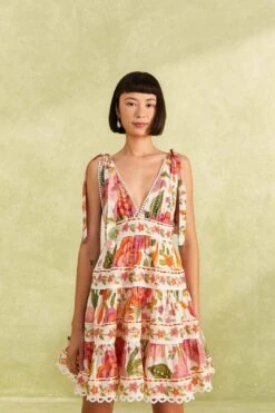 Farm Rio Off-White Macaw Bloom Mini Dress