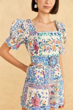 Farm Rio Off-White Romantic Bandanas Organic Cotton Romper -Farm Rio 309280 03