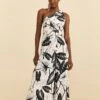 Farm Rio Off-White Graphic Leaves Jumpsuit