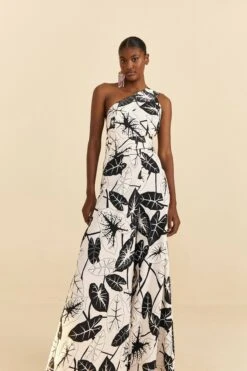 Farm Rio Off-White Graphic Leaves Jumpsuit