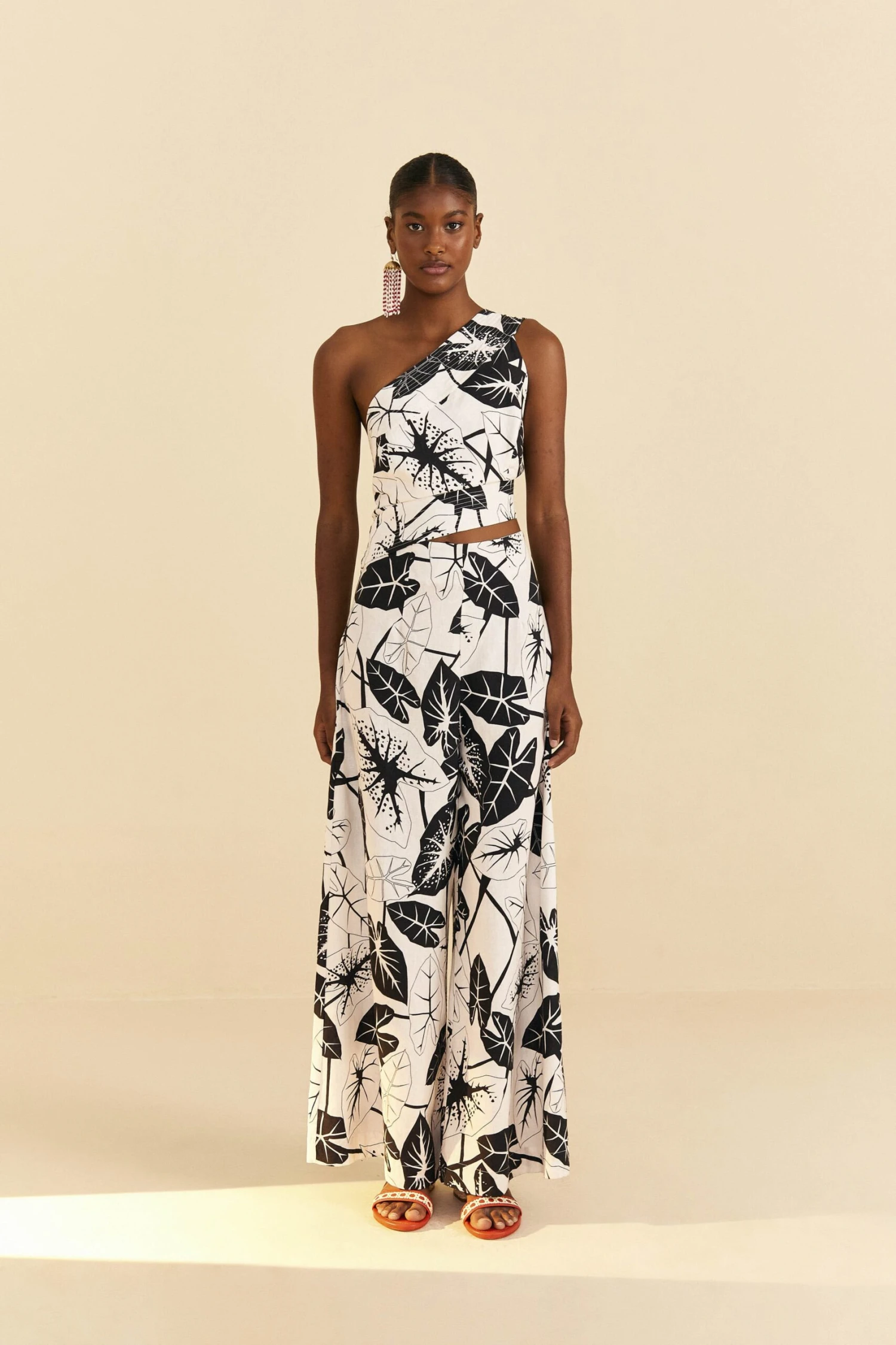 Farm Rio Off-White Graphic Leaves Jumpsuit 2 Farm Rio Off-White Graphic Leaves Jumpsuit - Image 2