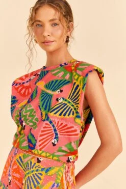 Farm Rio Coral Graphic Macaws Organic Cotton T-Shirt 8 Farm Rio Coral Graphic Macaws Organic Cotton T-Shirt -Farm Rio 309282 03