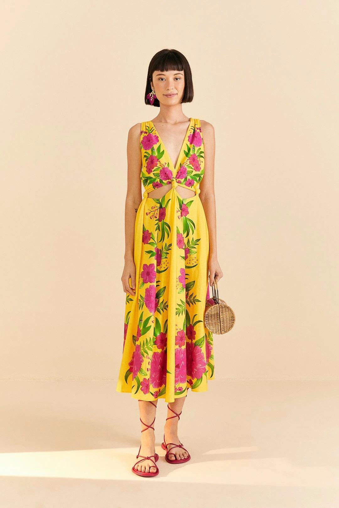 Farm Rio Yellow Romantic Garden Midi Dress 1 Farm Rio Yellow Romantic Garden Midi Dress